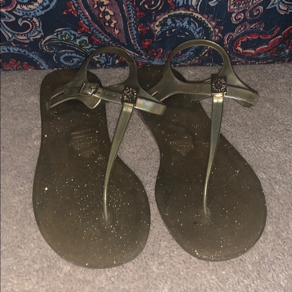 gold thong sandals
